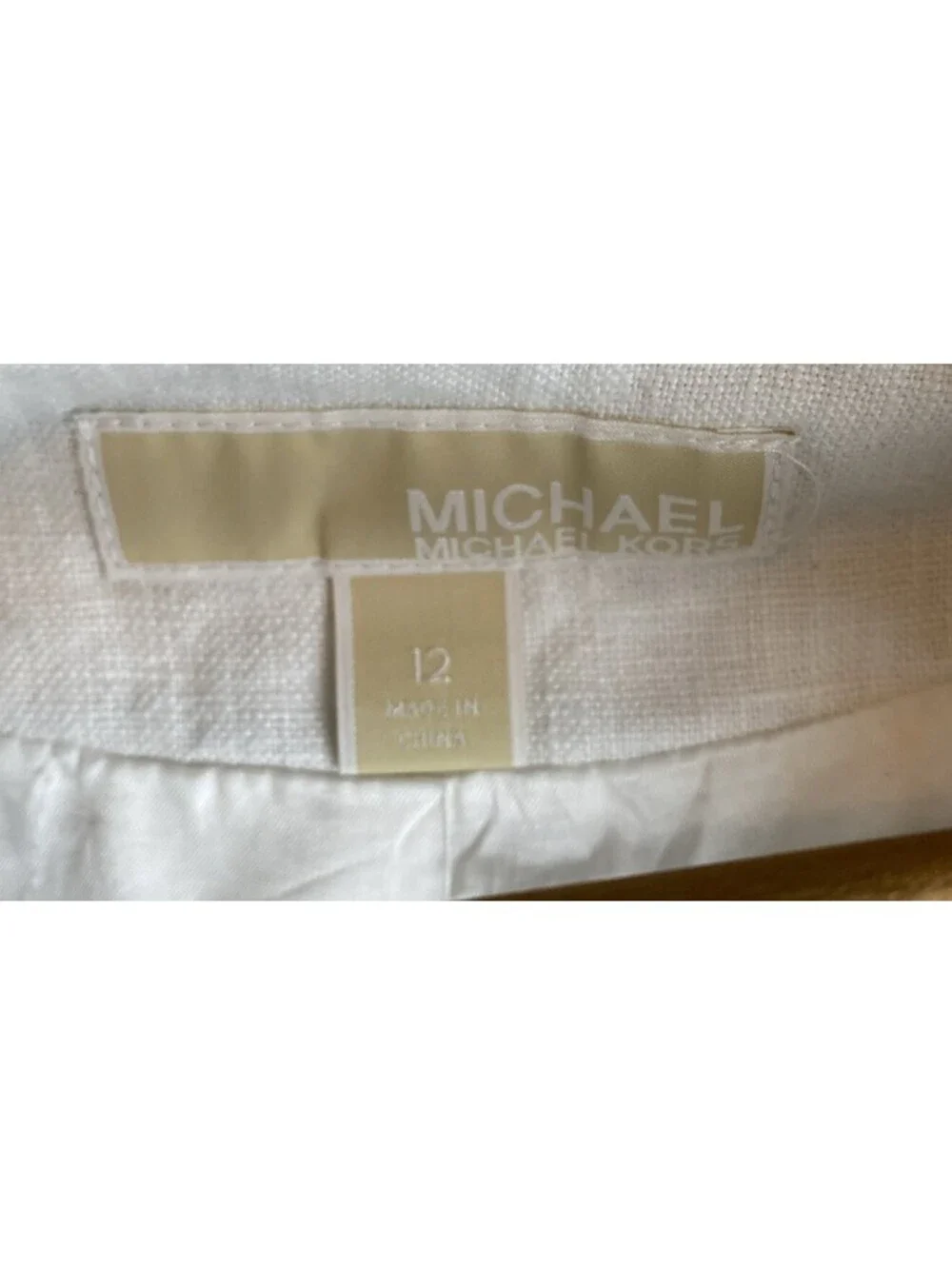 Michael Kors Linen Blazer White Women's Size 12 One Button Preppy 3/4 Sleeve